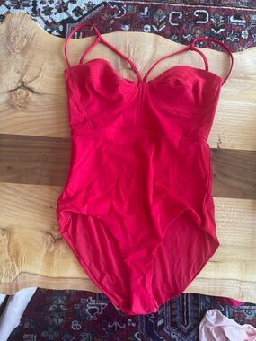 Classic Red One-Piece Swimsuit with Busther